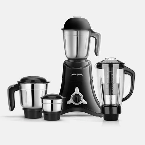Longway Orion 900 Watt Juicer Mixer Grinder with 4 Jars for Grinding, Mixing, Juicing with Powerful Motor | 1 Year Warranty | (Black, 4 Jars)