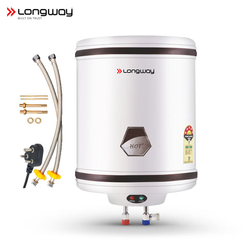 Longway Hotplus 25 Ltr 5 Star Rated Automatic Storage Water Heater for Home, Water Geyser, Water Heater, Electric Geyser with Multiple Safety System & Anti-Rust Coating | 1-Year Warranty | (Ivory, 25 Ltr)