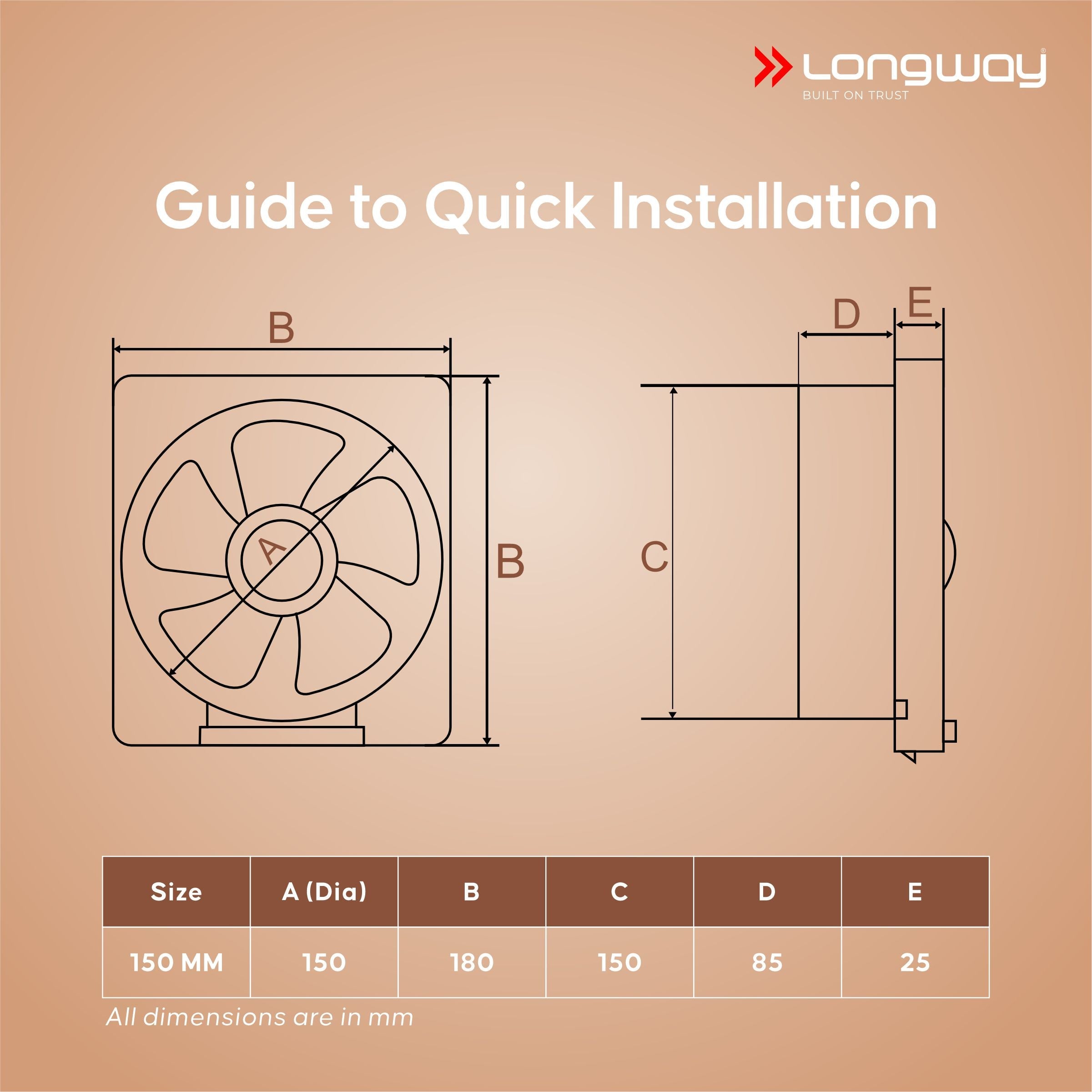 Longway FreshX 6 Inch 150 mm Energy Efficient Exhaust Fan | High Speed Powerful Motor | Noiseless Operation & Easy to Clean | Rust Proof |Suitable for Bathroom, Kitchen, Office | 2 Years Warranty (White)