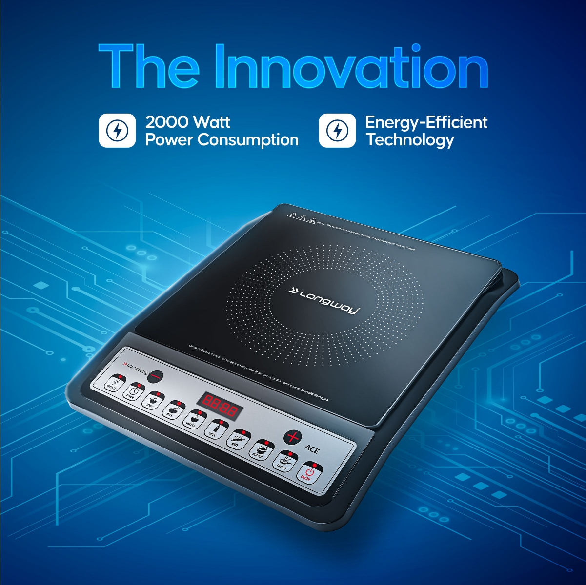 Longway Ace IC 2000 W Induction Cooktop (Black, Push Button)