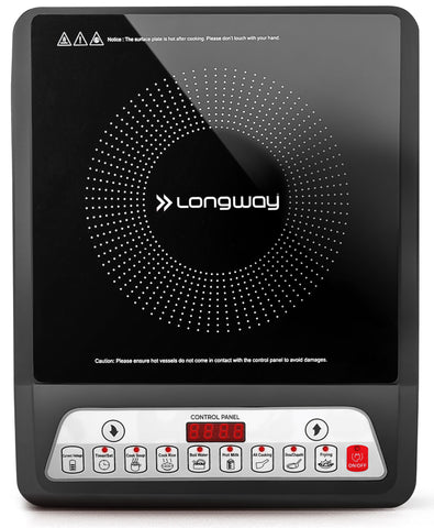 Longway Elite Plus IC 2000 Watt Induction Cooktop with Auto Shut-Off & Over-Heat Protection With 8 Cooking Mode & BIS Approved | 1-Year Warranty | (Black, Push Button)