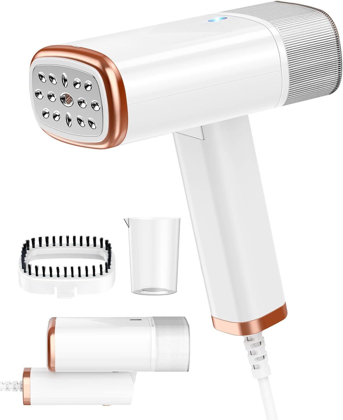 Longway Turbo 1000W Garment Steamer for Clothes | Foldable, Leak Proof, 248°F Steam with Fabric Brush & 120ml Water Tank | Powerful Steamer for Clothes (White)