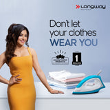 Longway Kwid Light Weight Non-Stick Teflon Coated Dry Iron, Electric Iron for Clothes | 1 Year Warranty| (1100 Watt)