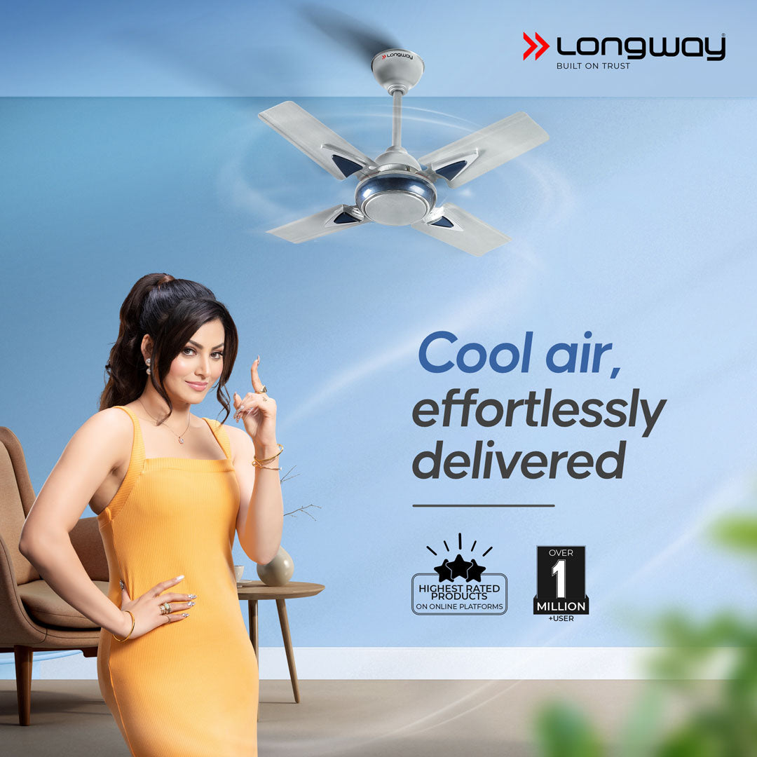 Longway Starlite-1 P1 600 mm/24 inch Ultra High Speed 4 Blade Anti-Dust Decorative Star Rated Ceiling Fan (Pack of 1)