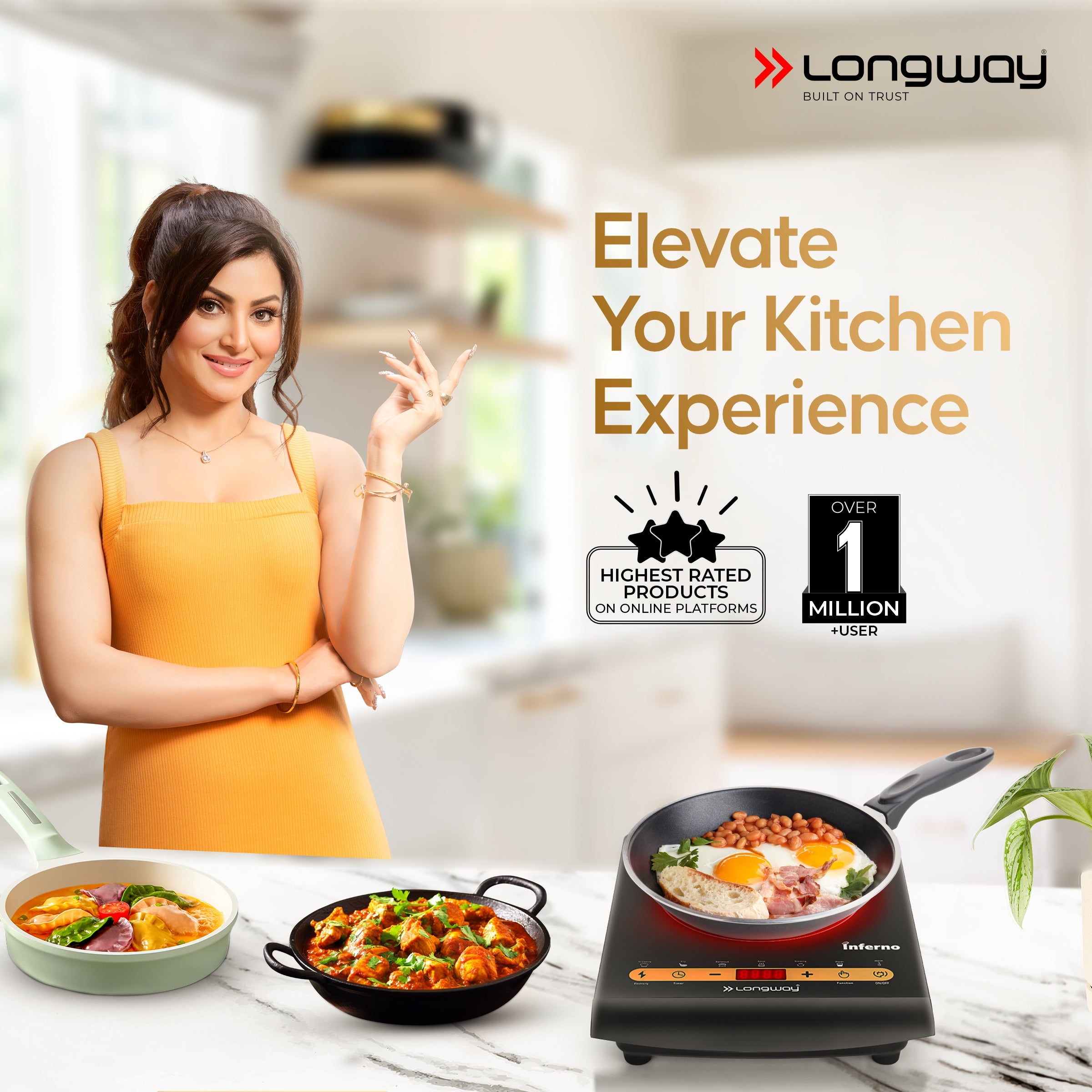 Longway Inferno ICT 2000 W Infra-Red Induction Cooktop For All Type of Utensils  (Black, Touch Control)