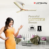Longway Wave P2 1200 mm/48 inch 400 RPM Ultra High Speed 3 Blade Star Rated Anti-Dust Decorative Ceiling Fan (Pack of 2)