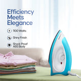 Longway Kwid Light Weight Non-Stick Teflon Coated Dry Iron, Electric Iron for Clothes | 1 Year Warranty| (1100 Watt)