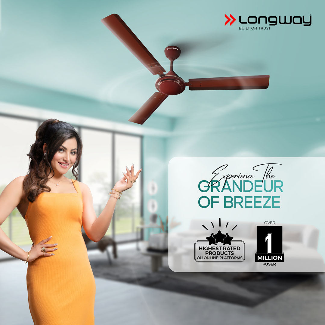 Longway Nexa P1 1200 mm/48 inch Ultra High Speed 3 Blade Anti-Dust Decorative Star Rated Ceiling Fan (Pack of 1)