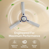 Longway Starlite-1 P2 1200 mm/48 inch Ultra High Speed 3 Blade Anti-Dust Decorative Star Rated Ceiling Fan (Pack of 2)