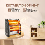 Longway Blaze 2 Rod 800 Watt Halogen Room Heater With ISI Approved (White & Gray)