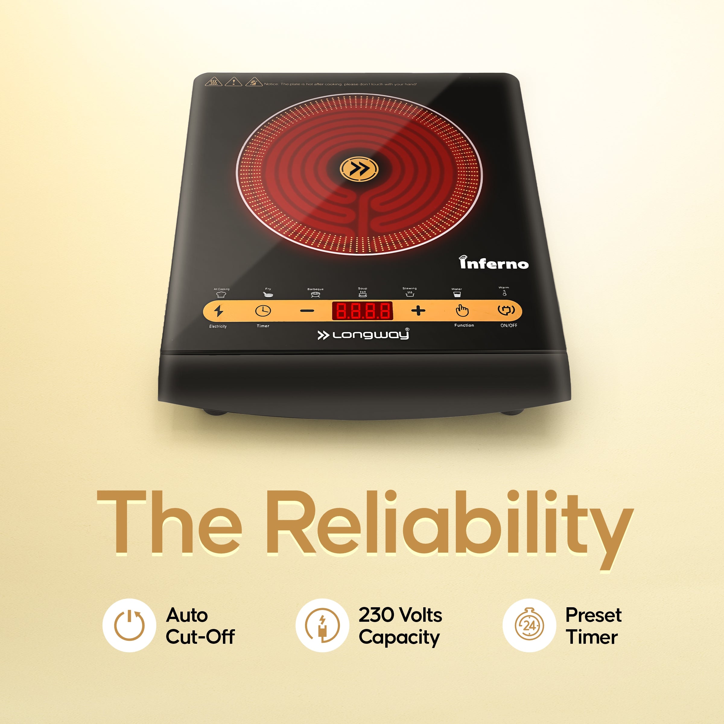 Longway Inferno ICT 2000 W Infra-Red Induction Cooktop For All Type of Utensils  (Black, Touch Control)