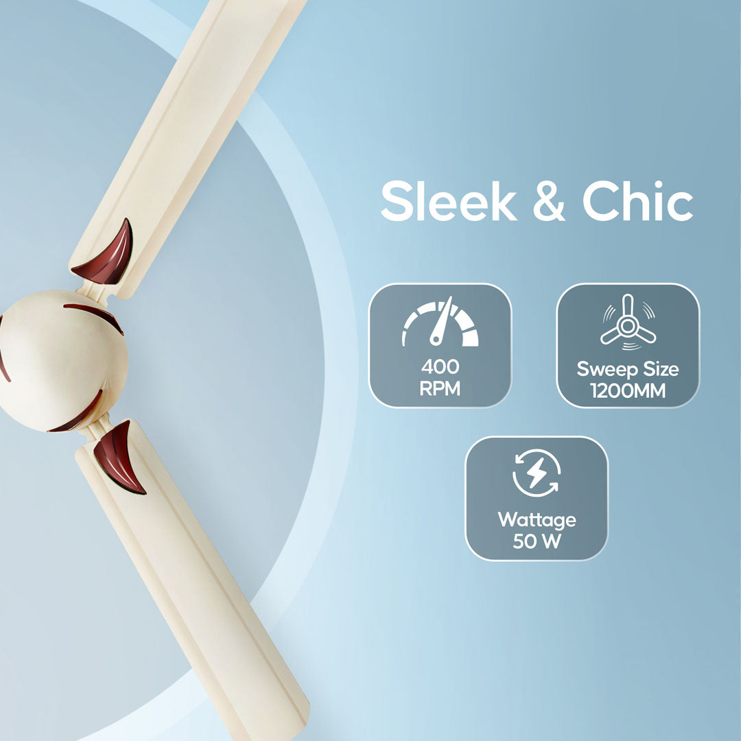 Longway Creta P1 1200 mm/48 inch Ultra High Speed 3 Blade Anti-Dust Decorative Star Rated Ceiling Fan (Pack of 1)
