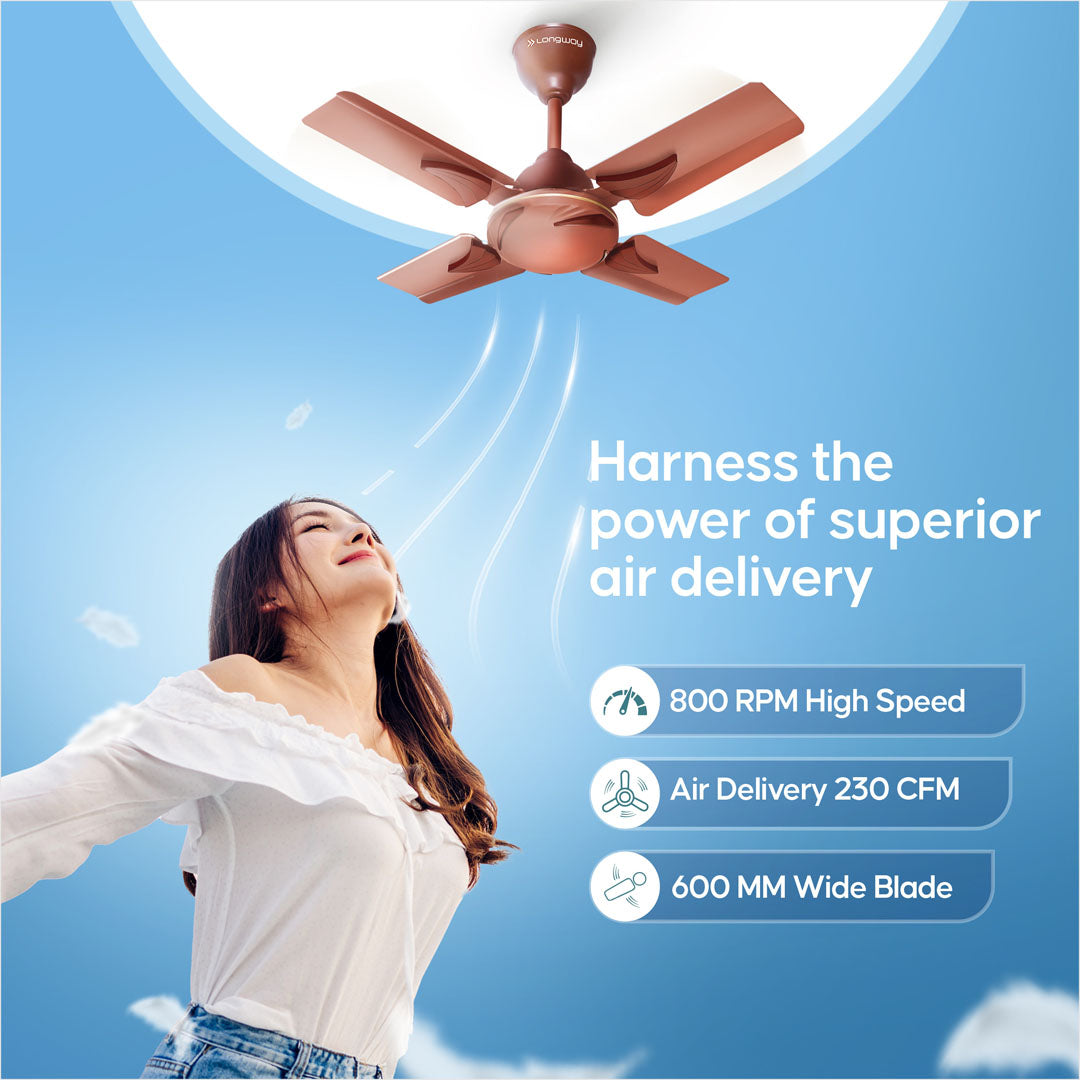 Longway Creta P1 600 mm/24 inch Ultra High Speed 4 Blade Anti-Dust Decorative Star Rated Remote Controlled Ceiling Fan (Pack of 1)