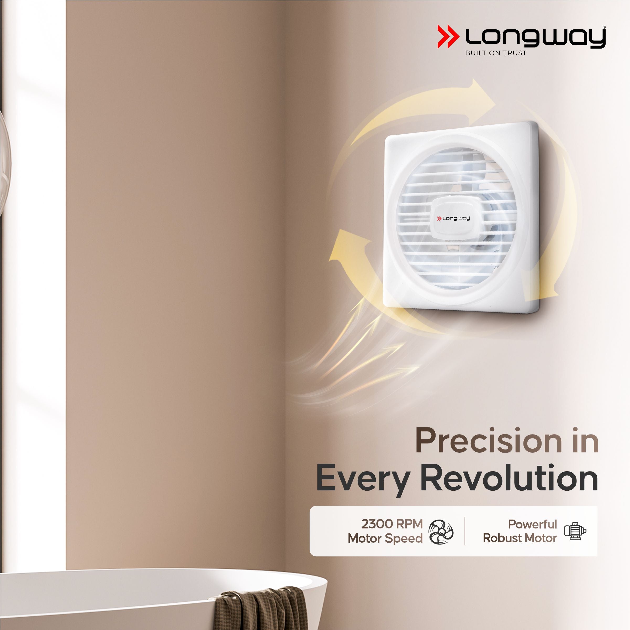 Longway Gusto 6 Inch 150 mm Energy Efficient Exhaust Fan | High Speed Powerful Motor | Noiseless Operation & Easy to Clean | Suitable for Bathroom, Kitchen, Office | 2 Years Warranty (White)