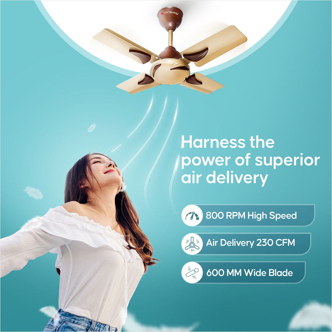 Longway Creta P1 600 mm/24 inch Ultra High Speed 4 Blade Anti-Dust Decorative Star Rated Remote Controlled Ceiling Fan (Pack of 1)