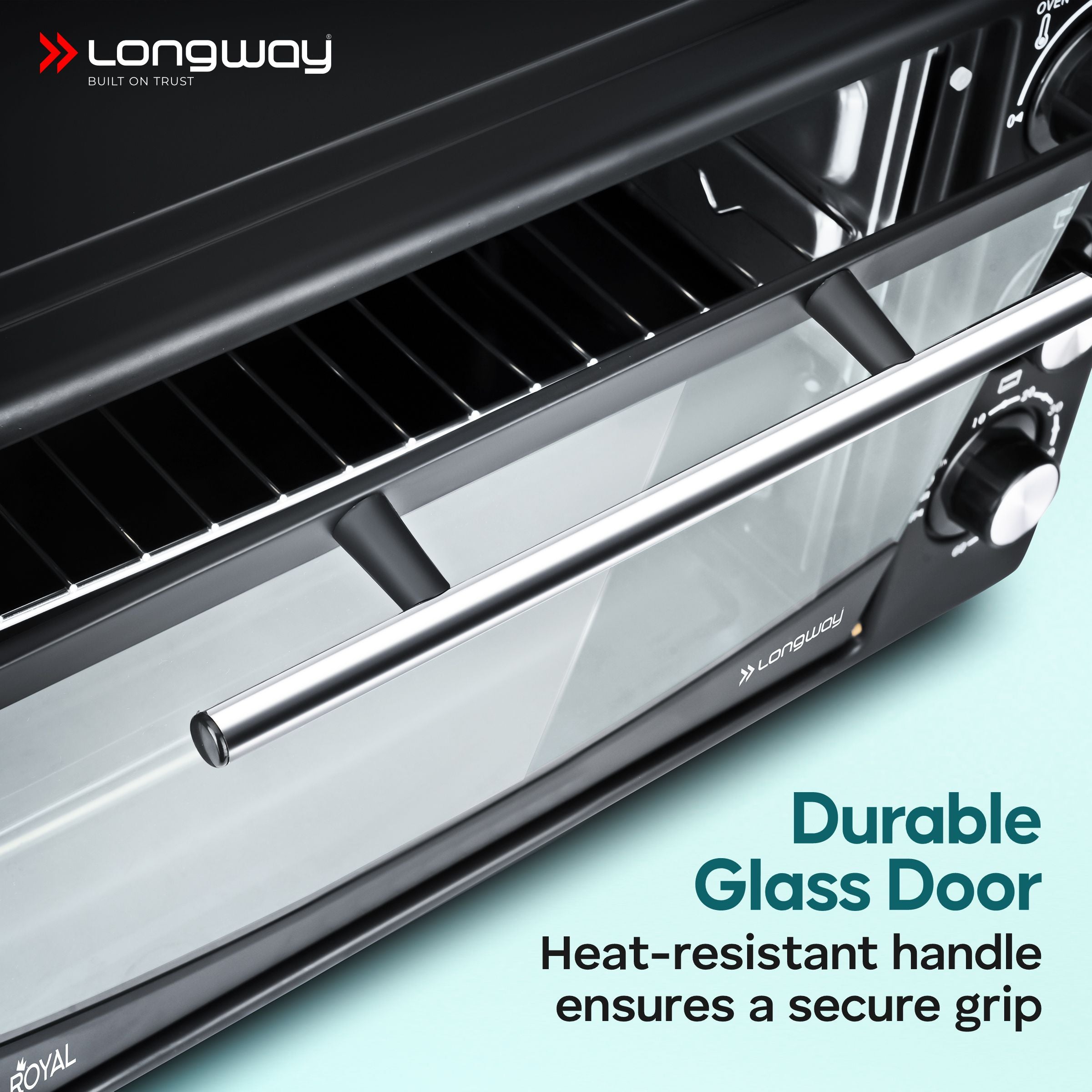 Longway Royal OTG 25 Ltr Oven Toaster Griller with Heating Modes | Temperature Timer Control for Baking Pizza, Cake, Grilling Chicken & Toasting Bread| (1500 W, Black)