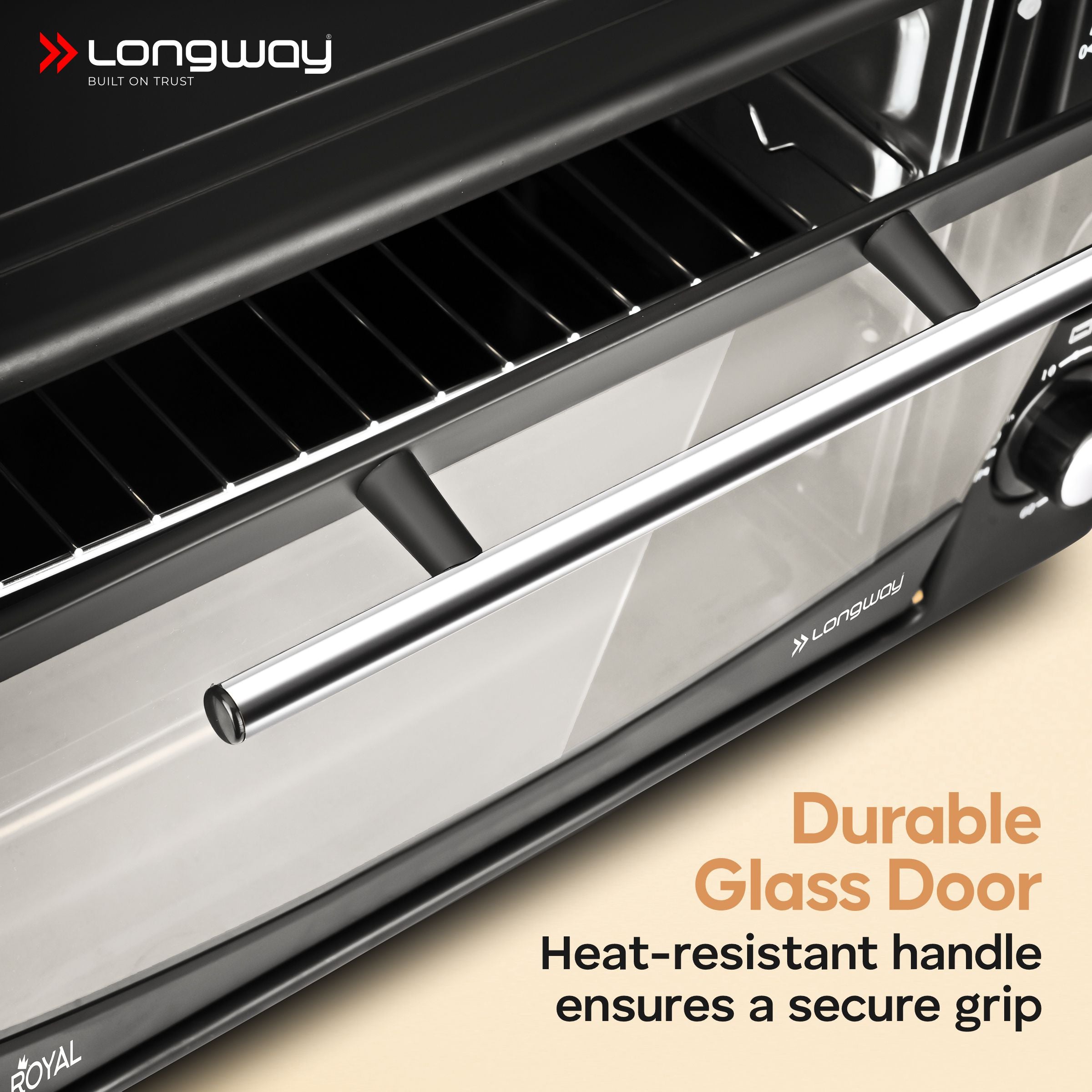 Longway Royal OTG 12 Ltr Oven Toaster Griller with Heating Modes | Temperature Timer Control for Baking Pizza, Cake, Grilling Chicken & Toasting Bread| (1000 W, Black)