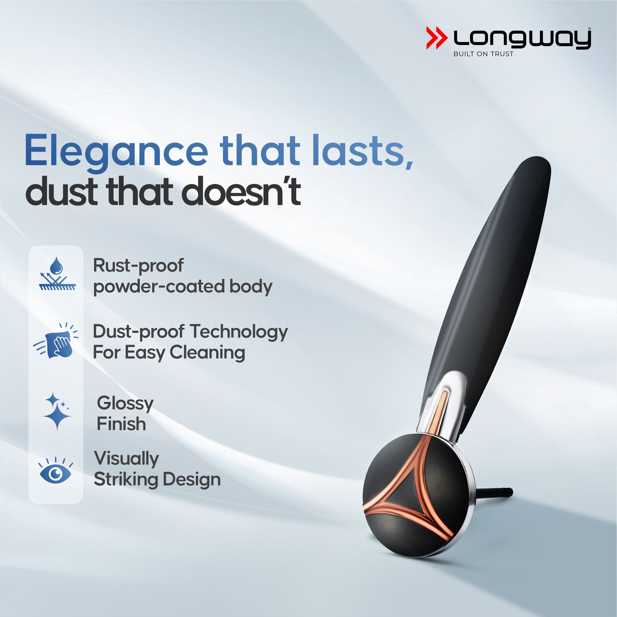 Longway Zephyr 1200 mm BLDC Ceiling Fan with Remote Control | BEE 5 Star Rated Energy Efficient | Ultra High Speed 3 Blade Anti-Dust Decorative Ceiling Fan | 3 Years Warranty (Smoked Brown, Pack of 1)