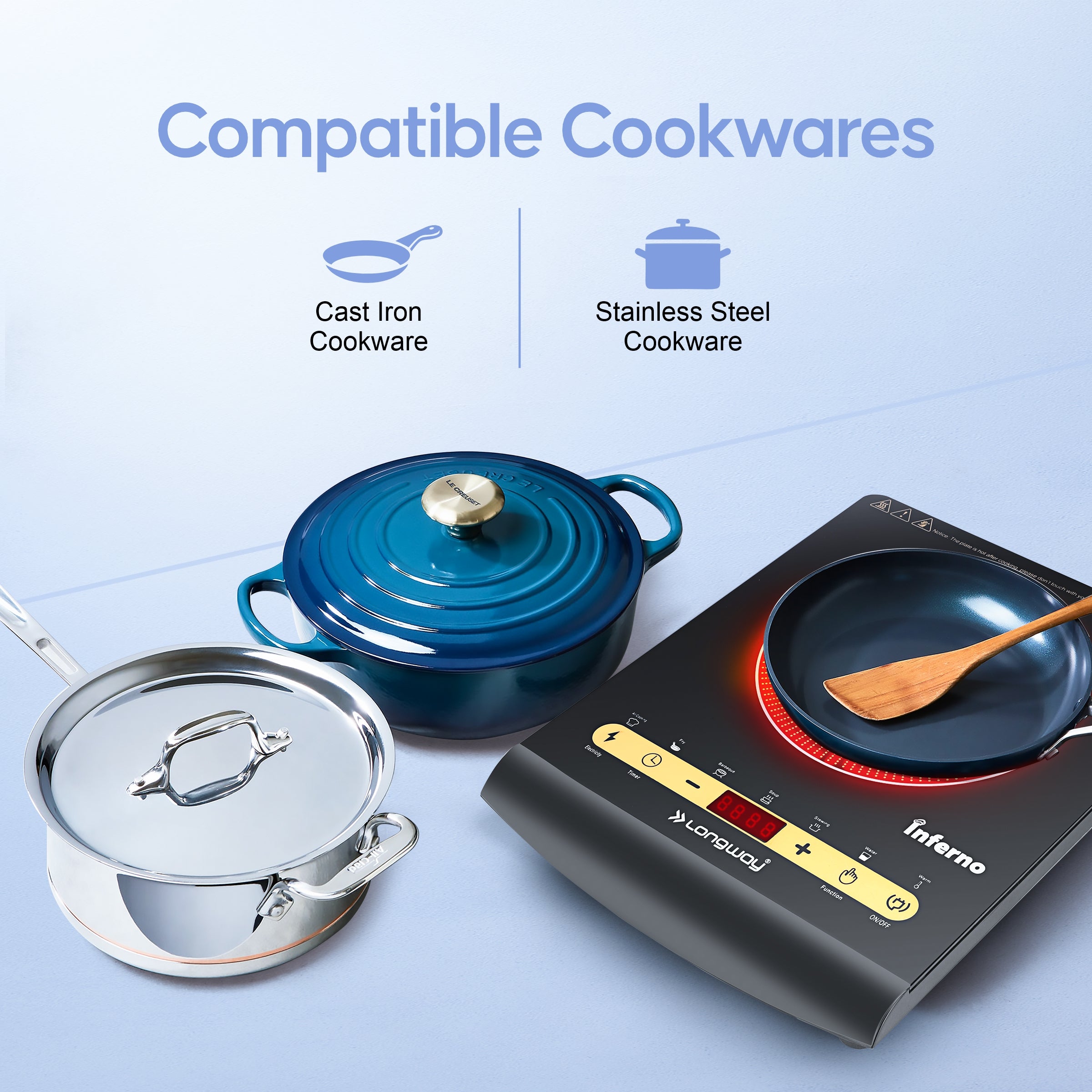 Longway Inferno ICT 2000 W Infra-Red Induction Cooktop For All Type of Utensils  (Black, Touch Control)