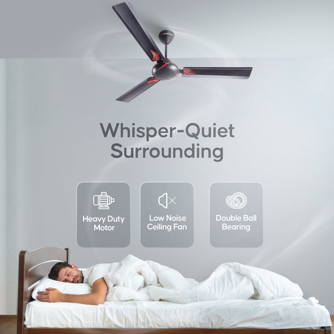 Longway Creta P1 1200 mm/48 inch Ultra High Speed 3 Blade Anti-Dust Decorative Star Rated Ceiling Fan (Pack of 1)