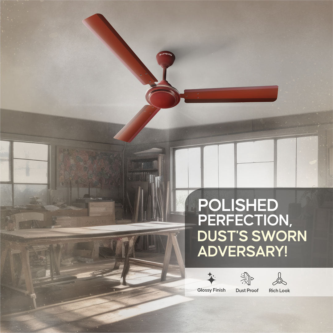 Longway Nexa P1 1200 mm/48 inch Ultra High Speed 3 Blade Anti-Dust Decorative Star Rated Ceiling Fan (Pack of 1)