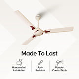 Longway Creta P2 1200 mm/48 inch Ultra High Speed 3 Blade Anti-Dust Decorative Star Rated Ceiling Fan (Ivory, Pack of 2)