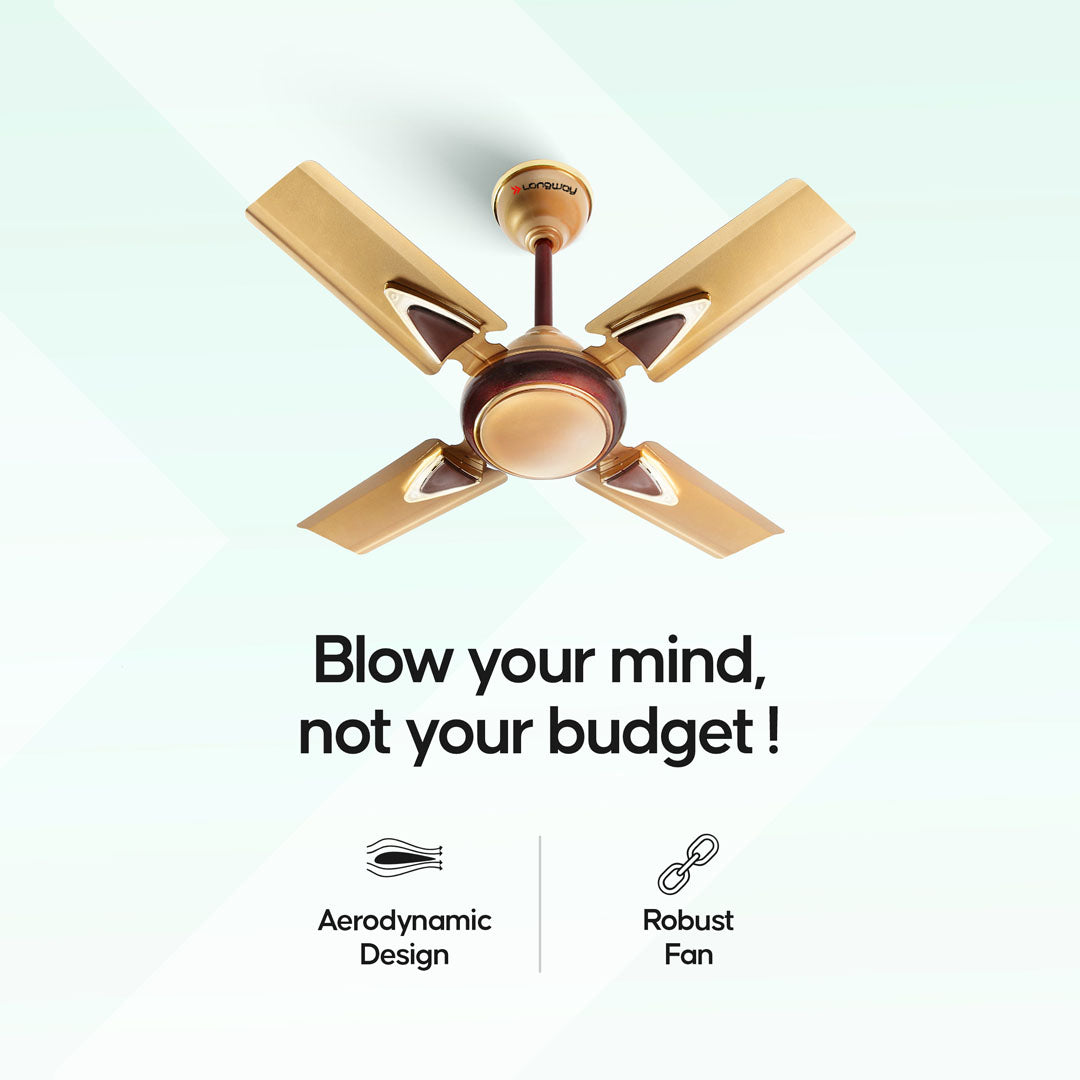 Longway Starlite-1 P1 600 mm/24 inch Ultra High Speed 4 Blade Anti-Dust Decorative Star Rated Ceiling Fan (Pack of 1)