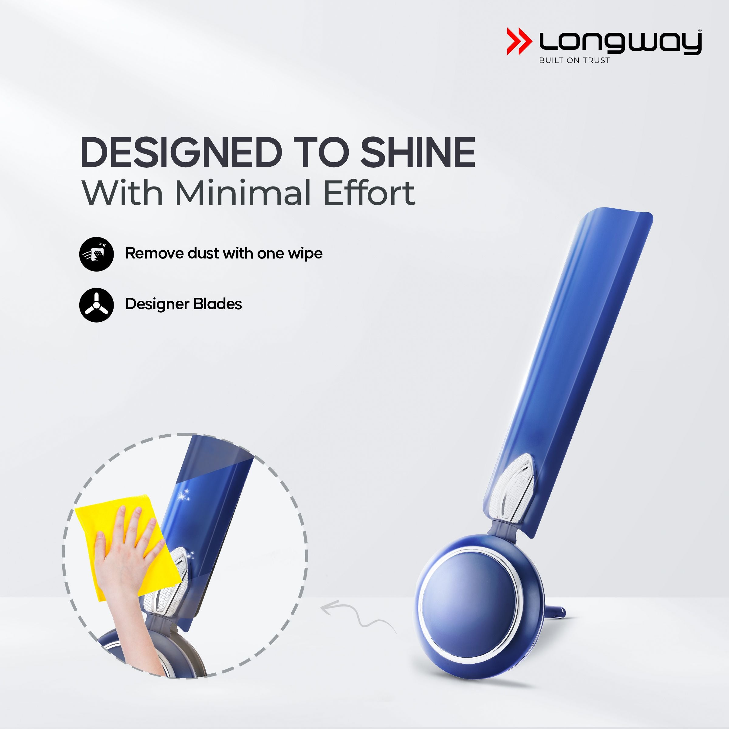Longway Kiger P1 1200 mm/48 inch Ultra High Speed 3 Blade Anti-Dust Decorative Star Rated Ceiling Fan (Silver Blue)