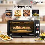 Longway Royal OTG 12 Ltr Oven Toaster Griller with Heating Modes | Temperature Timer Control for Baking Pizza, Cake, Grilling Chicken & Toasting Bread|1 Year Warranty (1000 W, Black)
