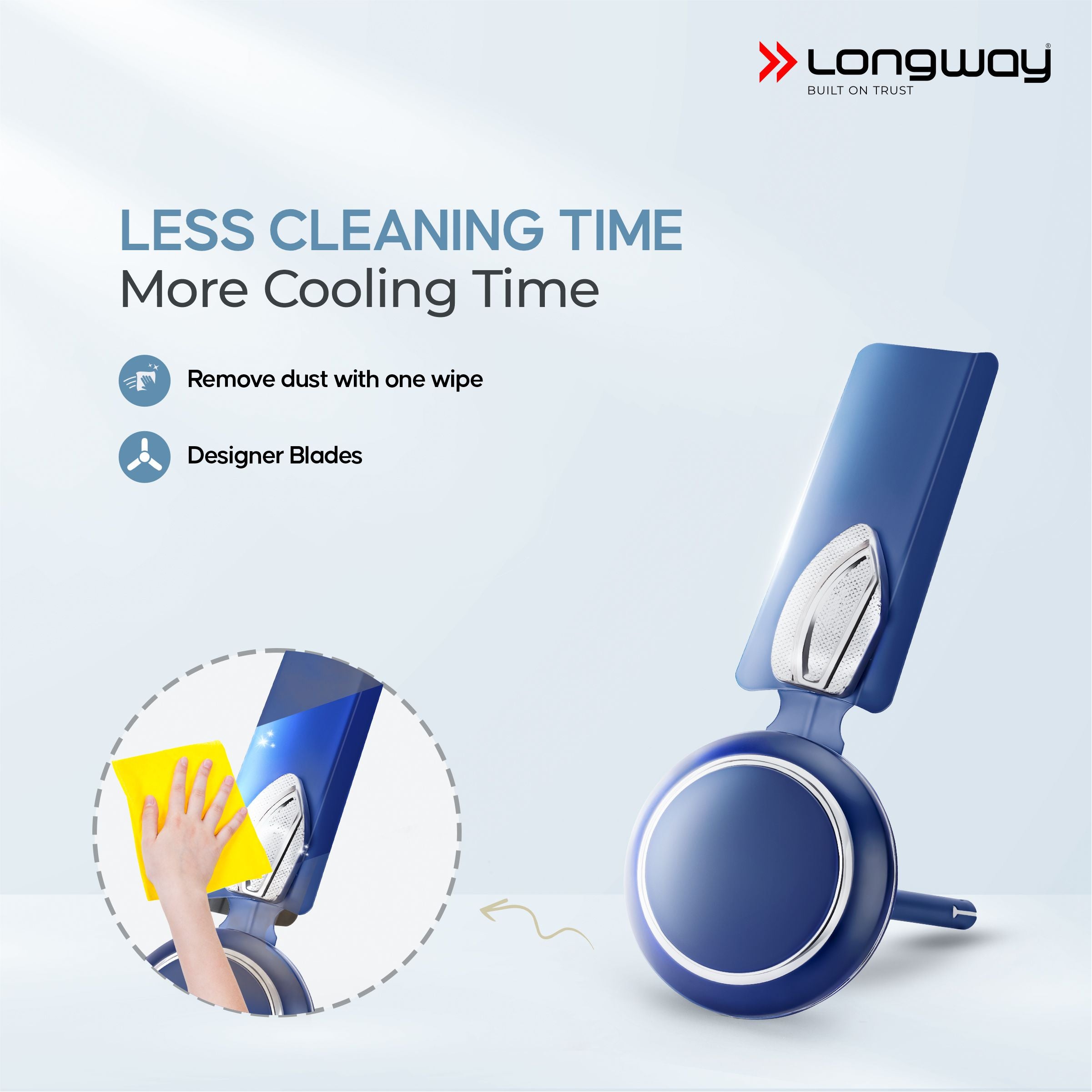 Longway Kiger P1 600 mm/24 inch Ultra High Speed 4 Blade Anti-Dust Decorative Star Rated Ceiling Fan (Silver Blue, Pack of 1)