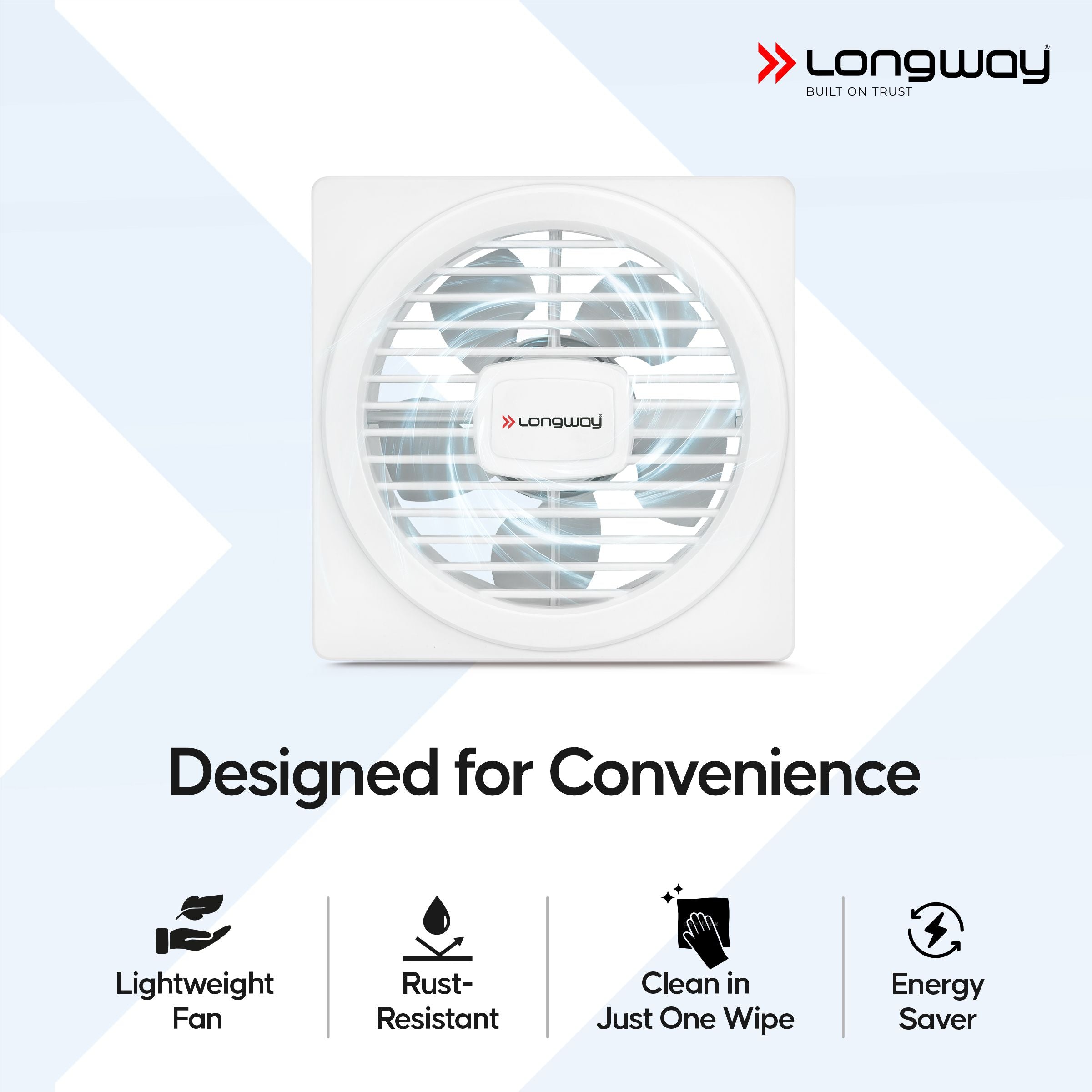 Longway Gusto 6 Inch 150 mm Energy Efficient Exhaust Fan | High Speed Powerful Motor | Noiseless Operation & Easy to Clean | Suitable for Bathroom, Kitchen, Office | 2 Years Warranty (White)