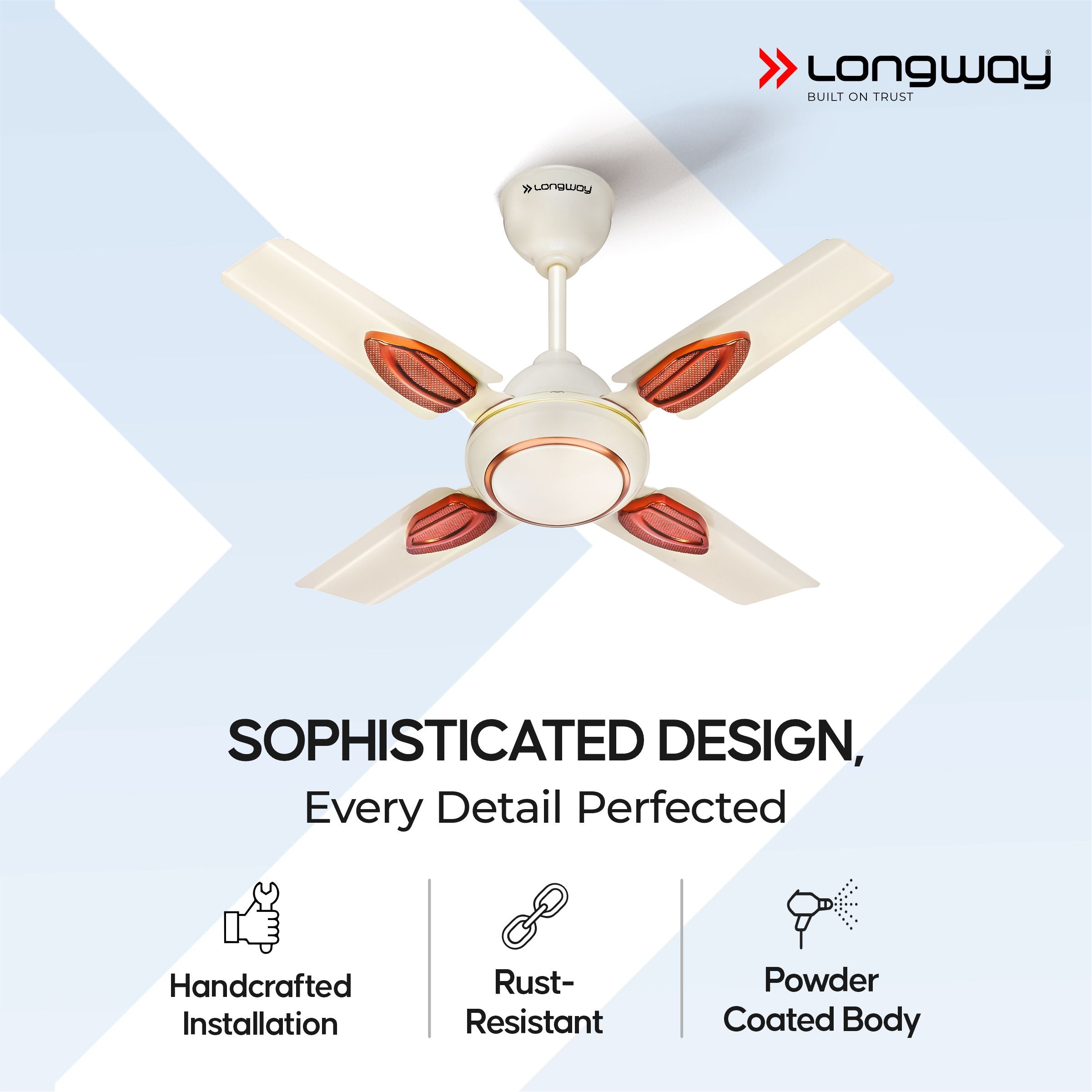 Longway Kiger P1 600 mm/24 inch Ultra High Speed 3 Blade Anti-Dust Decorative Star Rated Ceiling Fan (Ivory, Pack of 1)