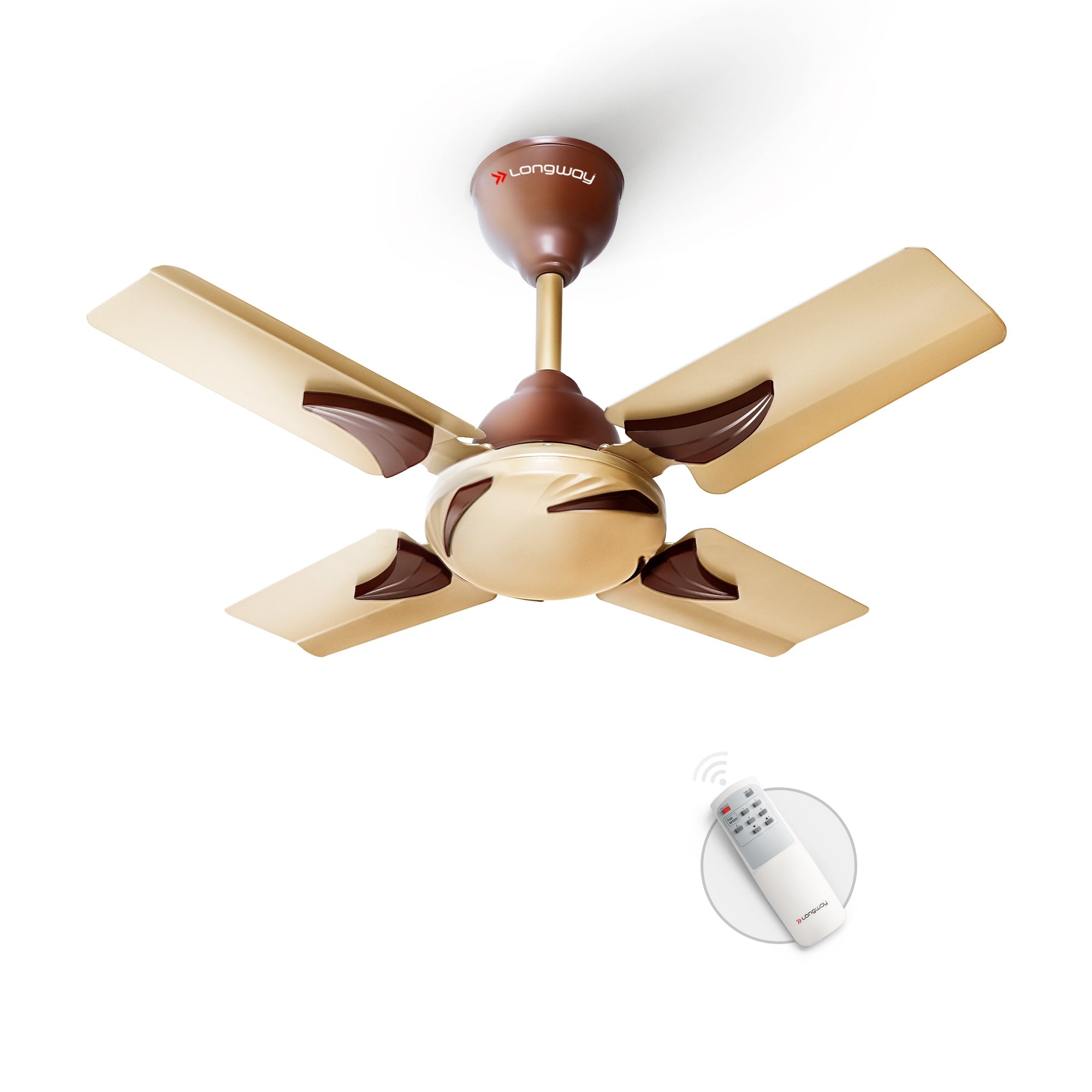 Longway Creta P1 600 mm/24 inch Ultra High Speed 4 Blade Anti-Dust Decorative Star Rated Remote Controlled Ceiling Fan (Pack of 1)