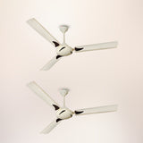 Longway Creta P2 1200 mm/48 inch Ultra High Speed 3 Blade Anti-Dust Decorative Star Rated Ceiling Fan (Ivory, Pack of 2)
