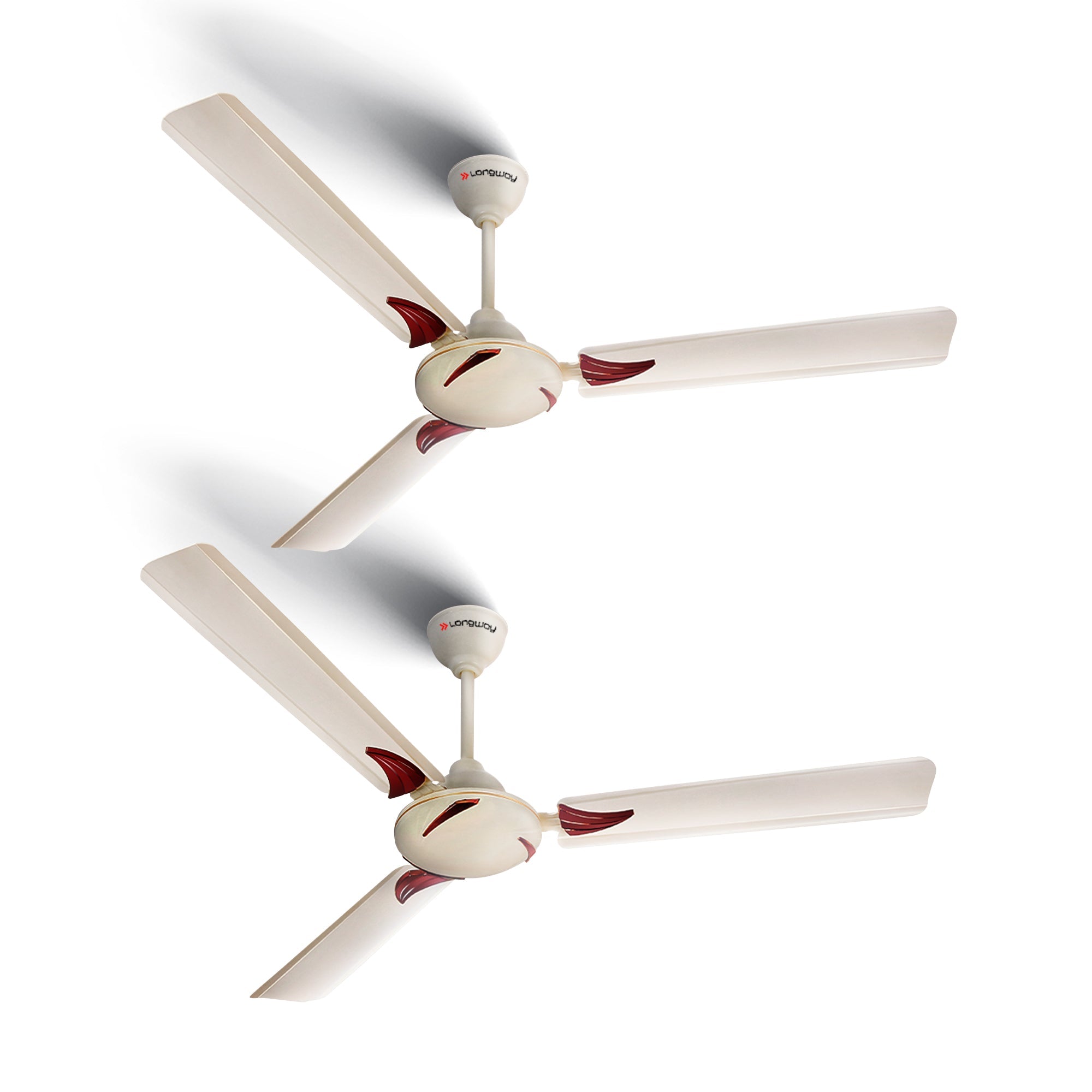 Longway Creta P2 1200 mm/48 inch Ultra High Speed 3 Blade Anti-Dust Decorative Star Rated Ceiling Fan (Ivory, Pack of 2)