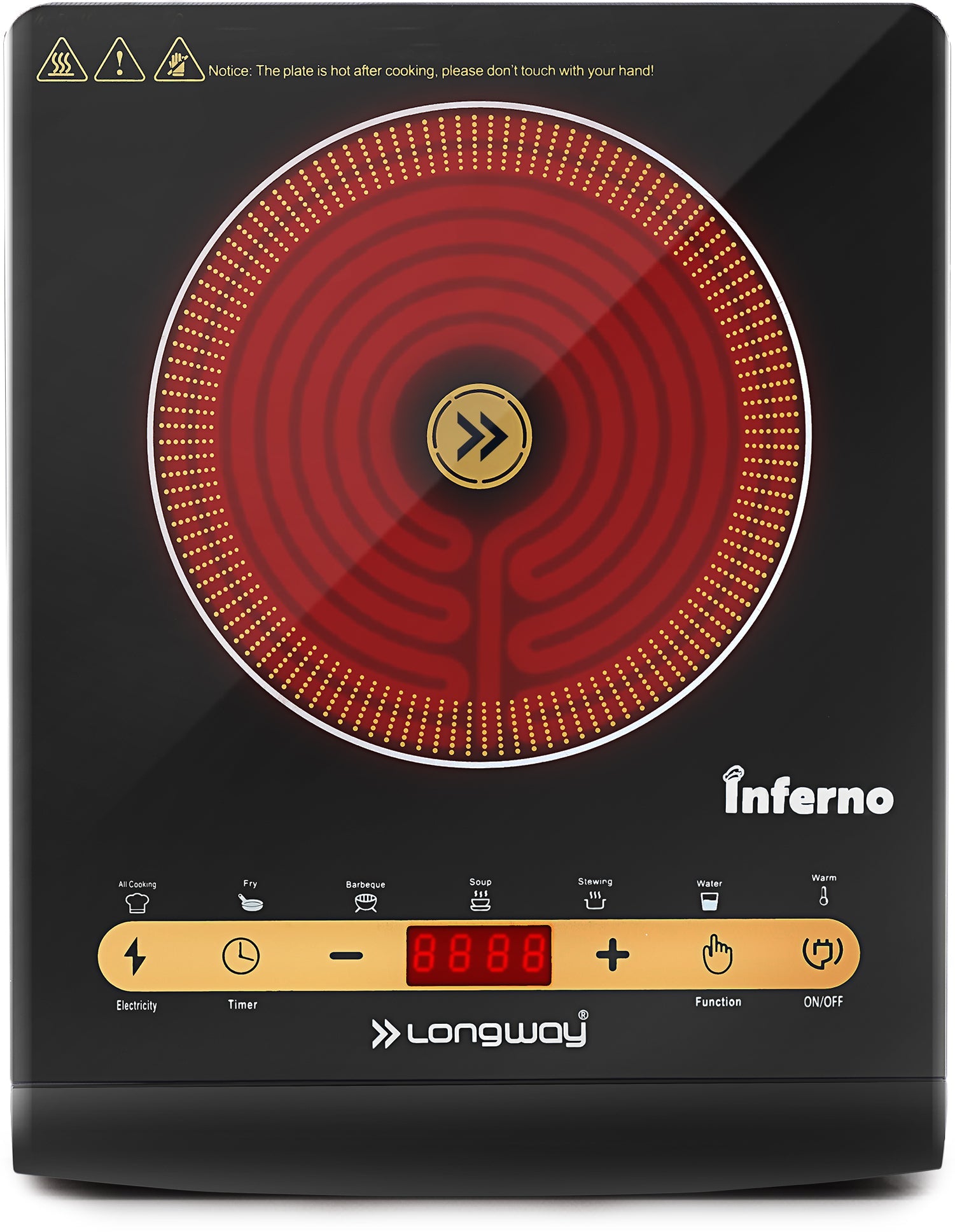 Longway Inferno ICT 2000 W Infra-Red Induction Cooktop For All Type of Utensils (Black, Touch Control)