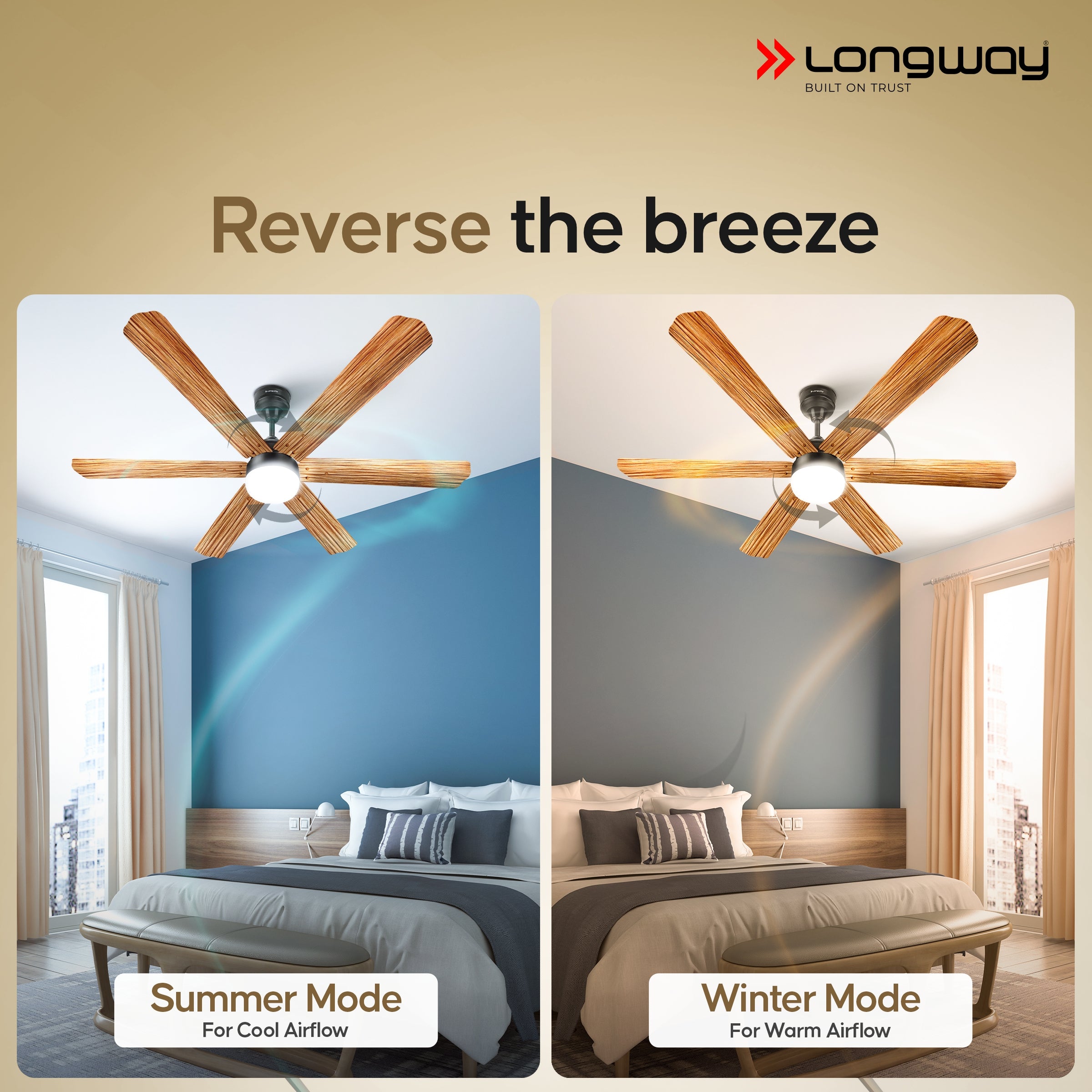 Longway Luminair Max 1200 mm BLDC Ceiling Fan with Remote Control & LED Light | BEE 5 Star Rated Energy Efficient | Ultra High Speed 6 Blade Anti-Dust Decorative Ceiling Fan | 5 Years Warranty (Smoked Cedar, Pack of 1)