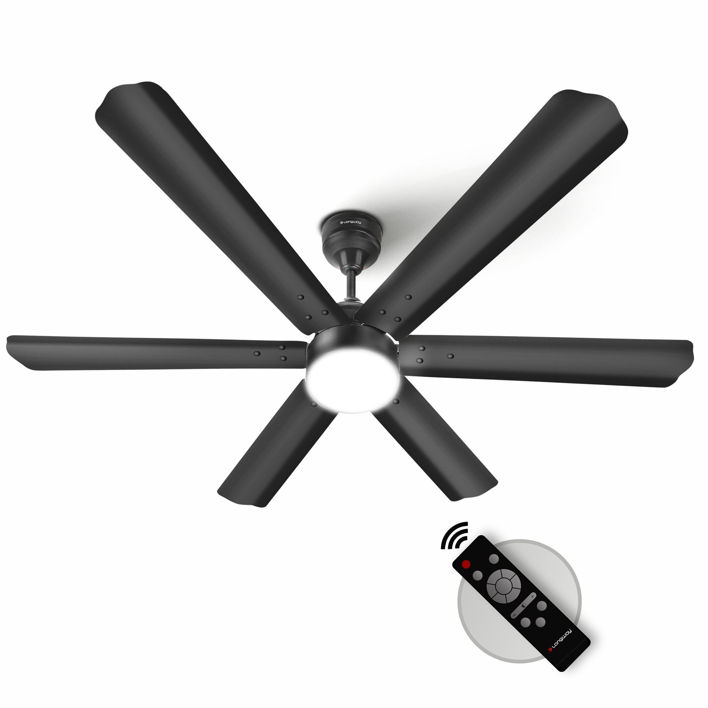 Longway Luminair 1200 mm BLDC Ceiling Fan with Remote Control & LED Light | BEE 5 Star Rated Energy Efficient | Ultra High Speed 6 Blade Anti-Dust Decorative Ceiling Fan | 5 Years Warranty (Smoked Brown, Pack of 1)
