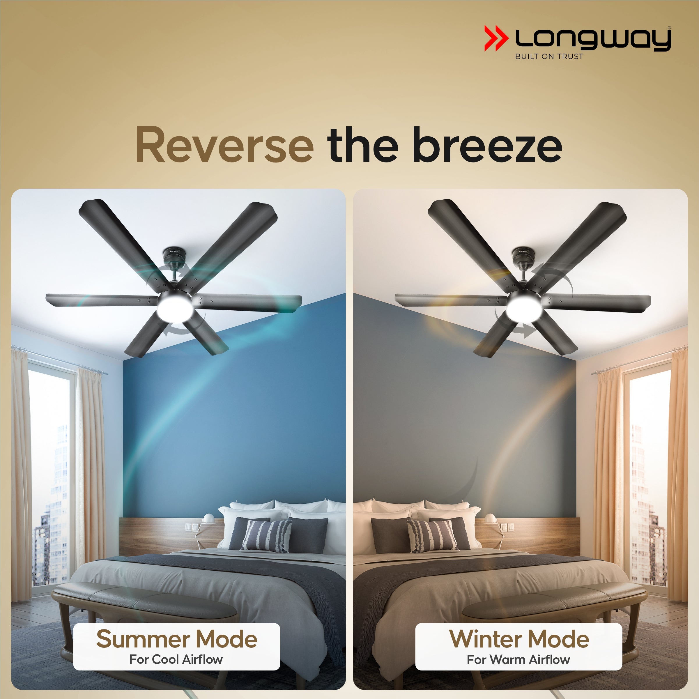 Longway Luminair 1200 mm BLDC Ceiling Fan with Remote Control & LED Light | BEE 5 Star Rated Energy Efficient | Ultra High Speed 6 Blade Anti-Dust Decorative Ceiling Fan | 5 Years Warranty (Smoked Brown, Pack of 1)