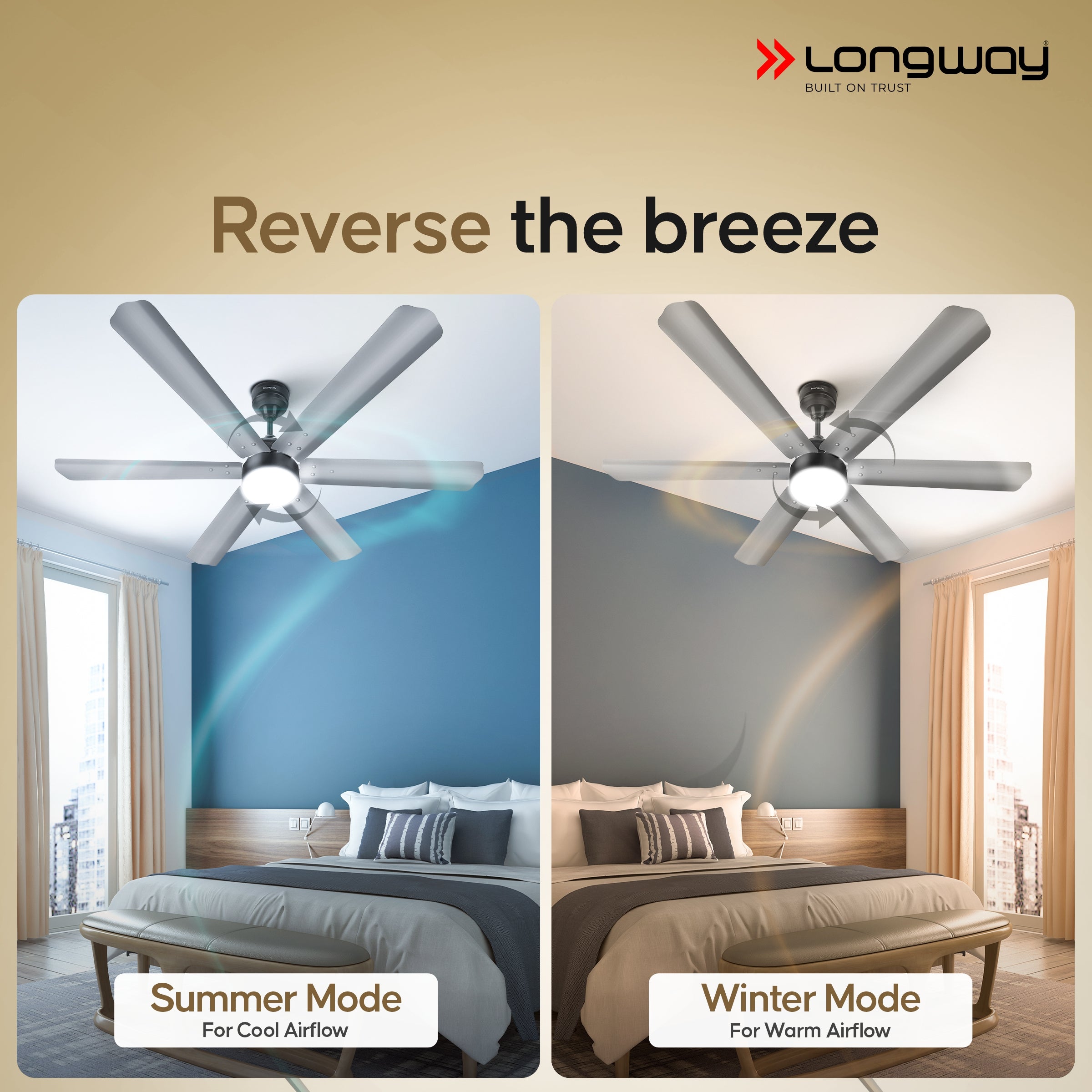 Longway Luminair 1200 mm BLDC Ceiling Fan with Remote Control & LED Light | BEE 5 Star Rated Energy Efficient | Ultra High Speed 6 Blade Anti-Dust Decorative Ceiling Fan | 5 Years Warranty (Steel Gray, Pack of 1)