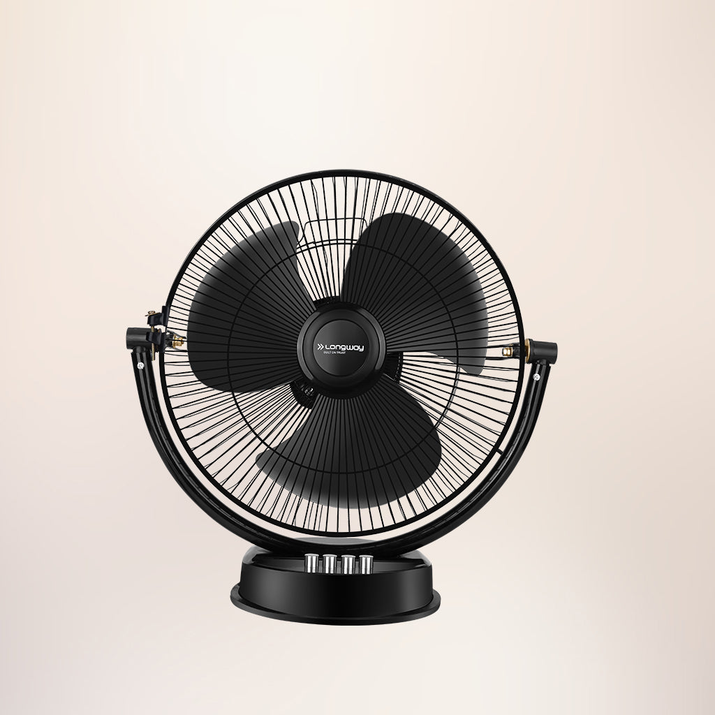 Longway Speedy P1 300 mm/12 Inch Ultra High Speed 3 Blade Anti-Dust Decorative Star Rated Table Fan (Black, Pack of 1)