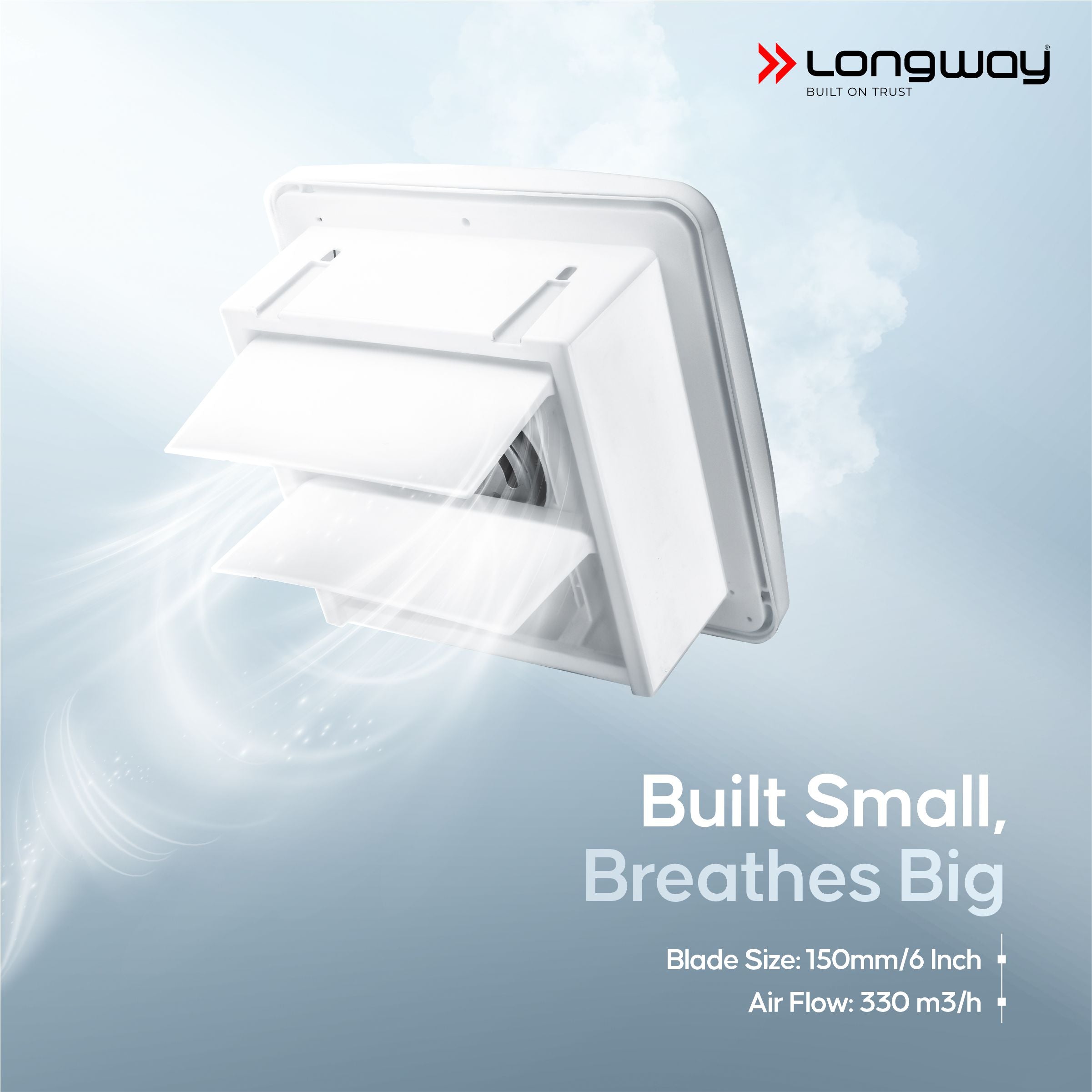 Longway Ventura 6 Inch 150 mm Energy Efficient Exhaust Fan | High Speed Powerful Motor | Noiseless Operation & Easy to Clean | Rust Proof with Anti Dust Shutters |Suitable for Bathroom, Kitchen, Office | 2 Years Warranty (White)