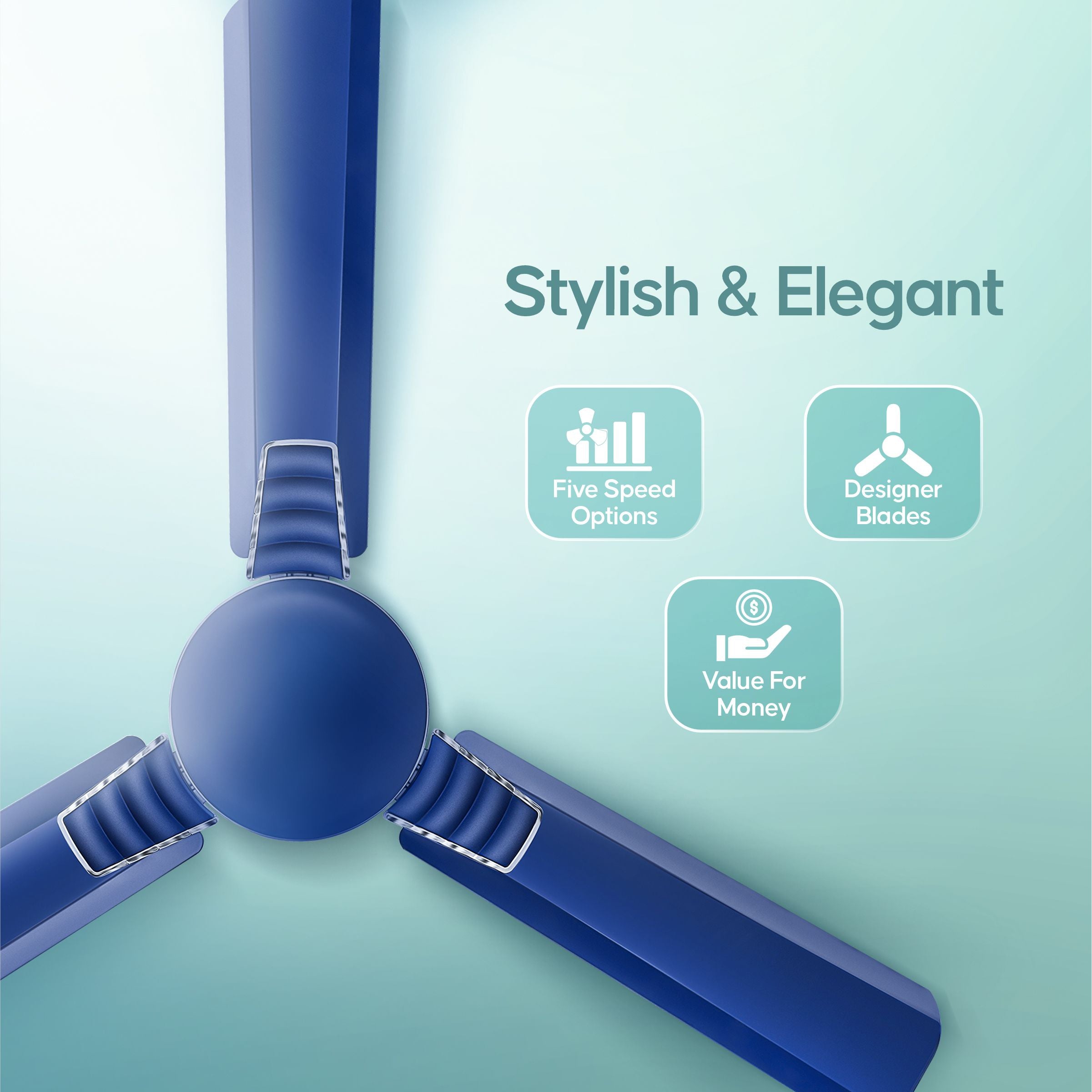 Longway Wave P2 1200 mm/48 inch 400 RPM Ultra High Speed 3 Blade Star Rated Anti-Dust Decorative Ceiling Fan (Silver Blue, Pack of 2)