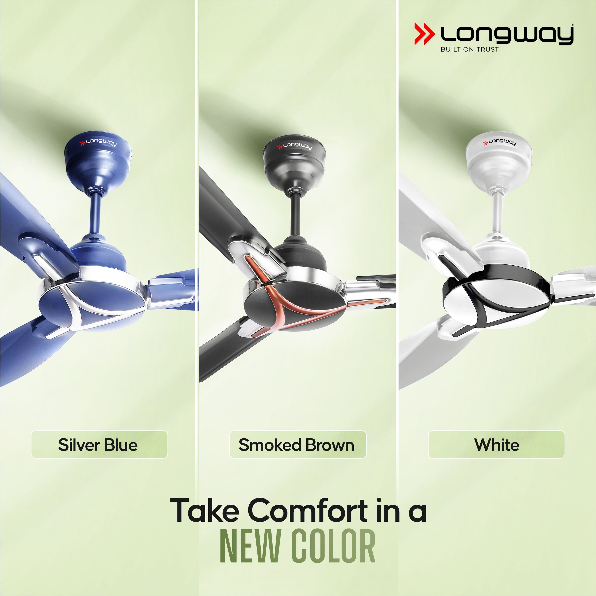 Longway Zephyr 1200 mm BLDC Ceiling Fan with Remote Control | BEE 5 Star Rated Energy Efficient | Ultra High Speed 3 Blade Anti-Dust Decorative Ceiling Fan | 3 Year Warranty (Silver Blue, Pack of 1)