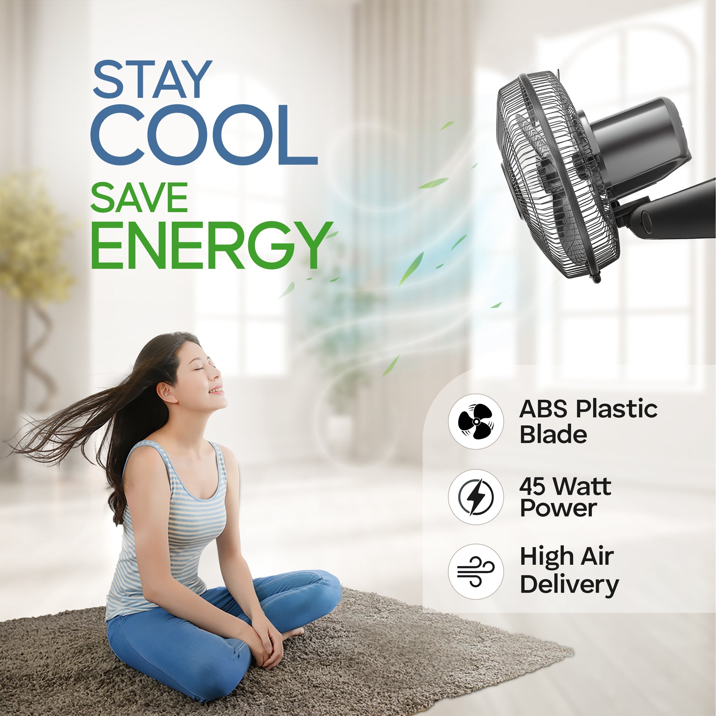 Longway Speedy 12 1 Star 300 mm Energy Saving 3 Blade Wall Fan (Black, Pack of 1)