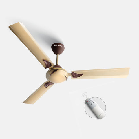 Longway Creta P1 1200 mm/48 inch Remote Controlled 3 Blade Anti-Dust Decorative Star Rated Ceiling Fan (Rusty Brown, Pack of 1)