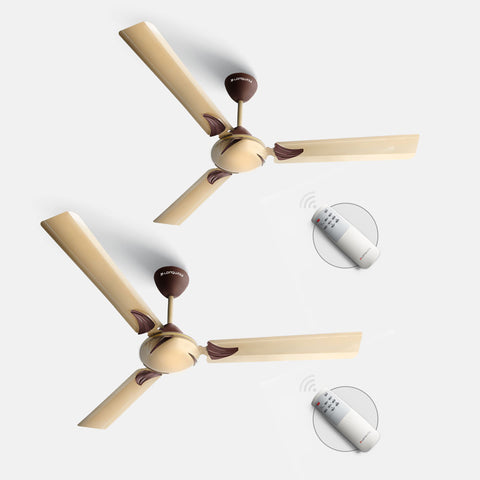 Longway Creta P2 1200 mm/48 inch Remote Controlled 3 Blade Anti-Dust Decorative Star Rated Ceiling Fan (Rusty Brown, Pack of 2)