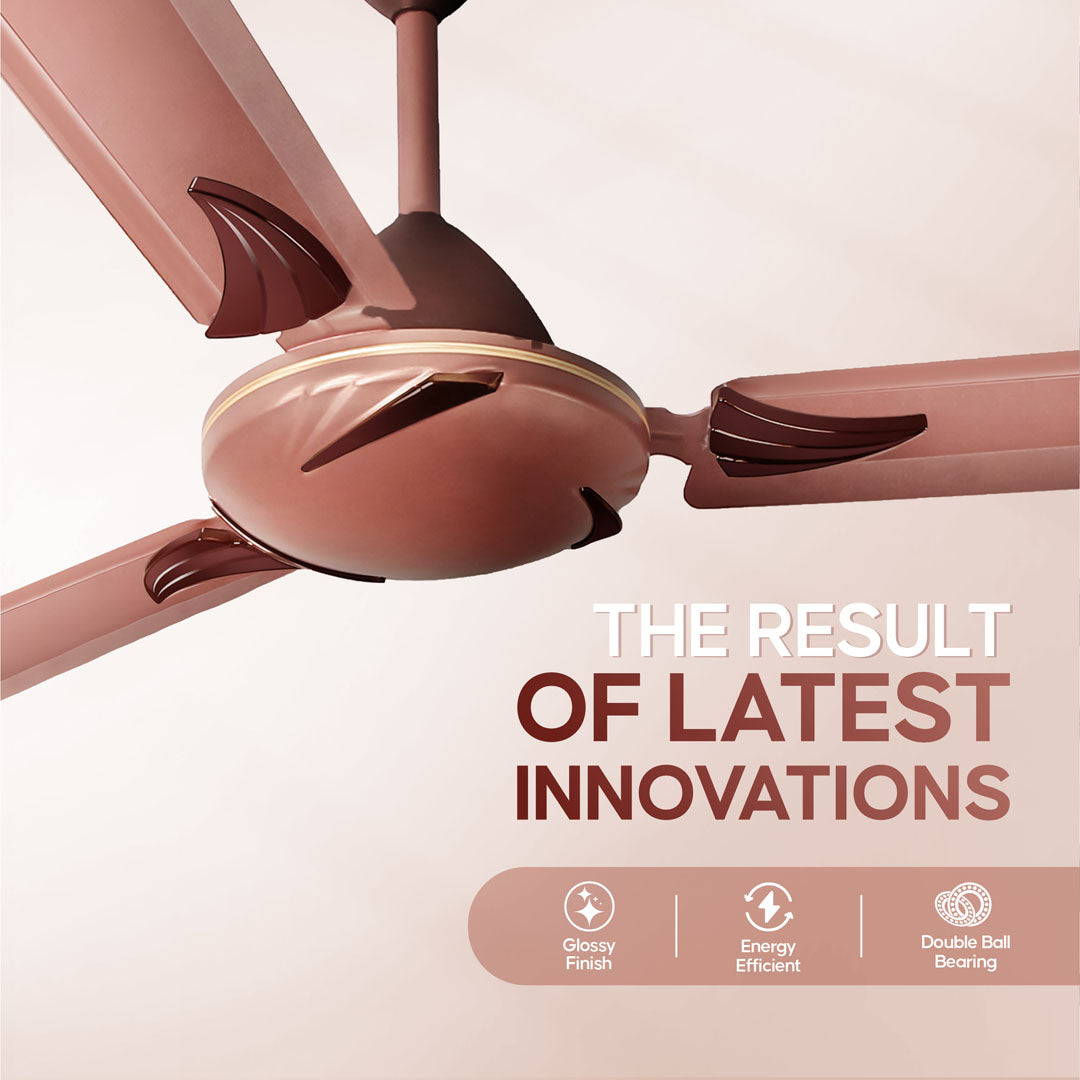 Longway Creta P1 1200 mm/48 inch Remote Controlled 3 Blade Anti-Dust Decorative Star Rated Ceiling Fan (Rusty Brown, Pack of 1)