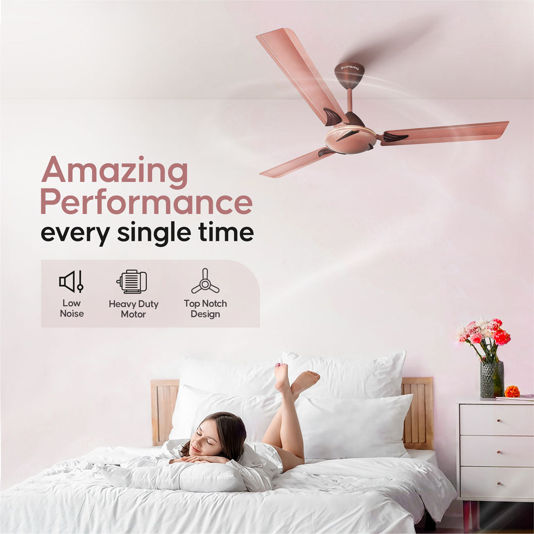 Longway Creta P1 1200 mm/48 inch Remote Controlled 3 Blade Anti-Dust Decorative Star Rated Ceiling Fan (Rusty Brown, Pack of 1)