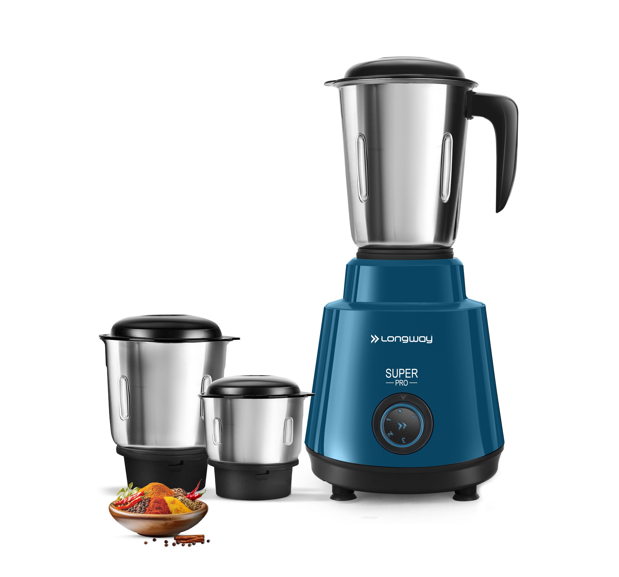 Longway Super Pro 700 - 750 Watt Juicer Mixer Grinder for Grinding, Mixing, Juicing with Powerful Motor with 2 Years Warranty